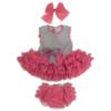 Picture of Ela Confeccion Girls Ruffle Summer Dress Panties Hairbow Set X 3 - Grey Fuschia