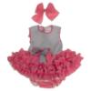 Picture of Ela Confeccion Girls Ruffle Summer Dress Panties Hairbow Set X 3 - Grey Fuschia