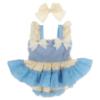 Picture of Ela Confeccion Girls Ruffle Summer Dress Panties Hairbow Set X 3 - Blue Ivory