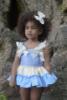 Picture of Ela Confeccion Girls Ruffle Summer Dress Panties Hairbow Set X 3 - Blue Ivory