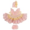 Picture of Ela Confeccion Girls Ruffle Dress Panties Bonnet Set X 3 - Lemon Pink