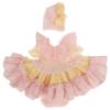 Picture of Ela Confeccion Girls Ruffle Dress Panties Bonnet Set X 3 - Lemon Pink