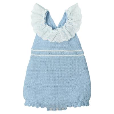 Picture of Mac Ilusion Baby Rich Collection Girls Knitted Lace Ruffle Romper - Blue White