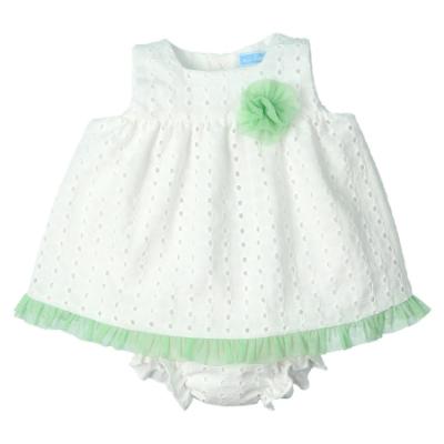 Picture of PRE ORDER Mac Ilusion Baby Flashy Collection Girls Lace Dress & Panties Set X 2 - White Green