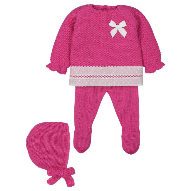 Picture of Mac Ilusion Baby Lovely Collection Girls Sweater Bottoms Hat Set X 3 - Kiss Fuxia