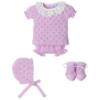 Picture of Mac Ilusion Baby Resplent Collection Girls Jampant Bonnet Booties Set X 4 - Pastel Lilac 