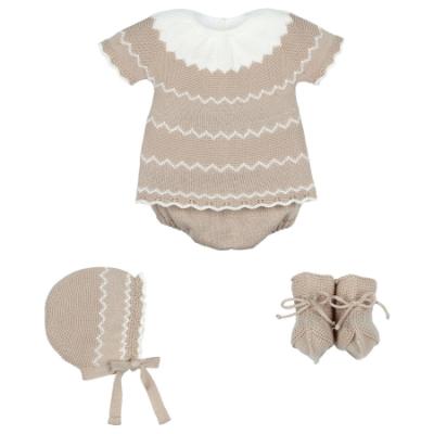 Picture of Mac Ilusion Baby Jazzy Collection Boys Jampants Booties Bonnet Set X 4 - Safari Beige