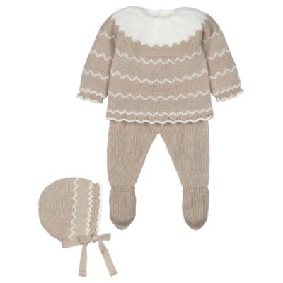 Picture of Mac Ilusion Baby Jazzy Collection Boys Sweater Bottoms Bonnet Set X 3 - Safari Beige