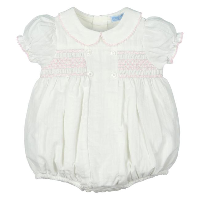 Picture of Mac Ilusion Baby Specially Collection Girls Smocked Romper - Ivory Pink