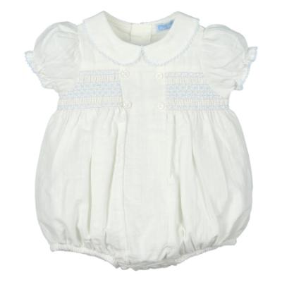 Picture of Mac Ilusion Baby Specially Collection Boys Smocked Romper - Ivory Pale Blue