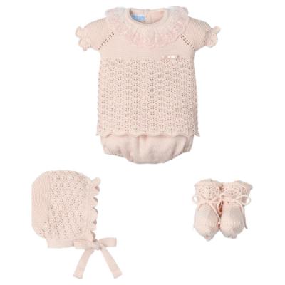 Picture of Mac Ilusion Baby Gorgeous Collection Girls Jampant Booties Bonnet Set X 4 - Nude Pink