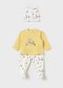 Picture of Mayoral Newborn Sunny 3 piece Set With Hat Set X 3 - Lemon Print