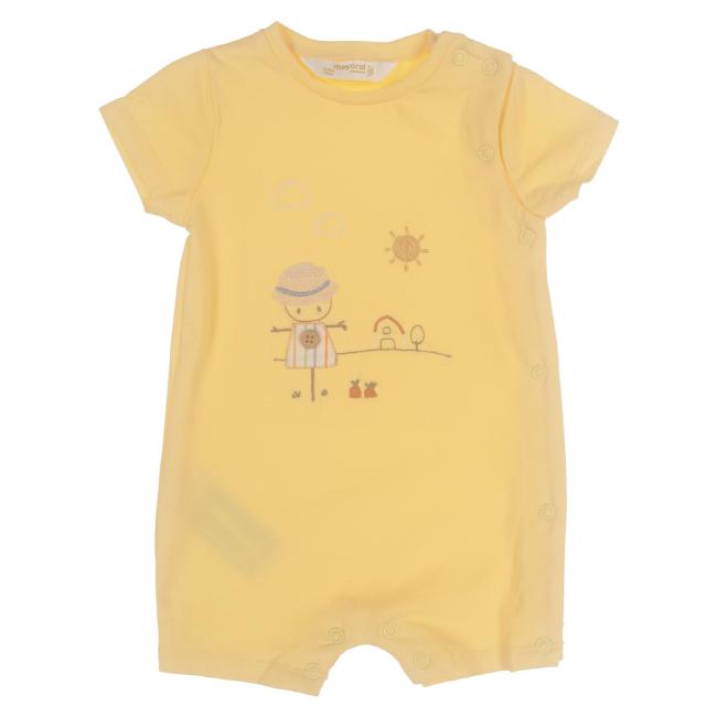 Picture of Mayoral Newborn Embroidered Front Opening Romper - Lemon Bunny