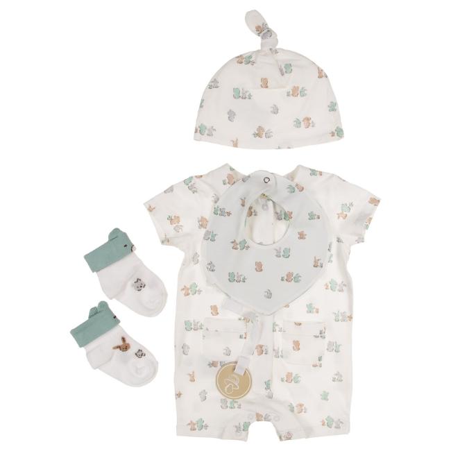 Picture of Mayoral Newborn Boys Jersey Romper Gift Set X 4 - Jade Green