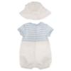 Picture of Mayoral Newborn Boys Teddy Dungaree & Hat Set - White Sky Blue