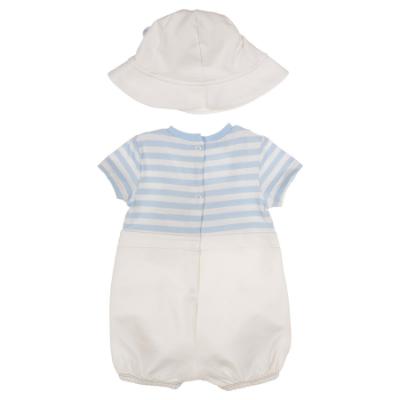 Picture of Mayoral Newborn Boys Teddy Dungaree & Hat Set - White Sky Blue