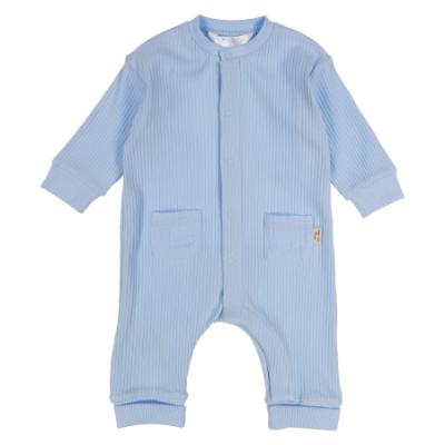 Picture of Mayoral Newborn Boys Jersey Ribbed Teddy Bottom Babygrow - Sky Blue