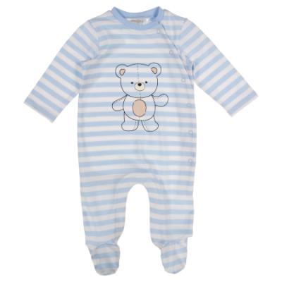 Picture of Mayoral Newborn Stripe Teddy Front Opening Onesie - Sky Blue White