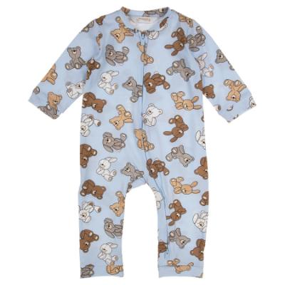 Picture of Mayoral Newborn Boys Teddy & Bunny Zip Babygrow - Beige Sky Blue