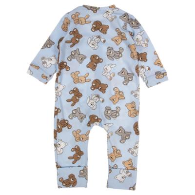 Picture of Mayoral Newborn Boys Teddy & Bunny Zip Babygrow - Beige Sky Blue