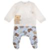 Picture of Mayoral Newborn Boys Jersey Teddy & Bunny Trouser Set - White Beige Sky Blue