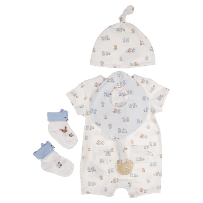 Picture of Mayoral Newborn Boys Jersey Romper Gift Set X 4 - Sky Blue