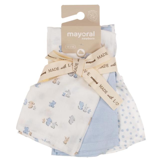 Picture of Mayoral Newborn Various Designs Muslin X 3 sets  - Sky Blue 