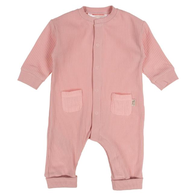 Picture of Mayoral Newborn Girls Jersey Ribbed Teddy Bottom Babygrow - Baby Rose Pink