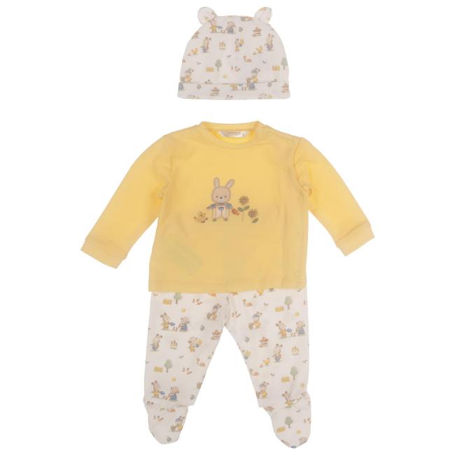 Picture of Mayoral Newborn Sunny 3 piece Set With Hat Set X 3 - Lemon Print