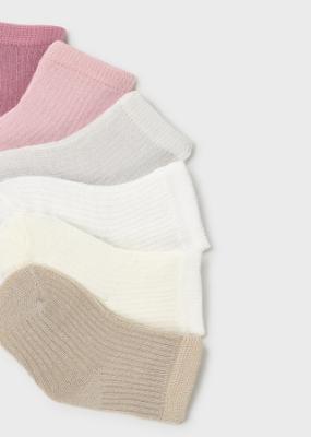 Picture of Mayoral Newborn Six Pairs Unisex Cotton Ankle Socks - Rosa Baby Pink