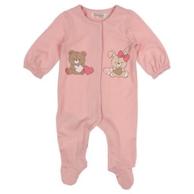 Picture of Mayoral Newborn Girls Teddy & Bunny Front Opening Bodysuit - Baby Rose Pink