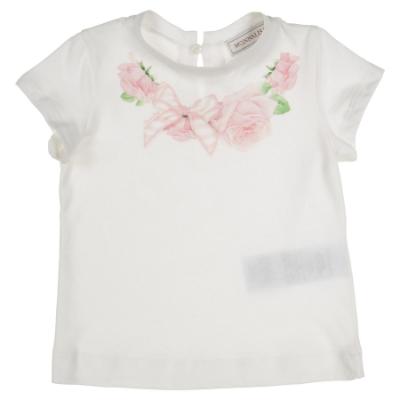 Picture of Monnalisa Bebe Girls Roses Necklace T-shirt - White