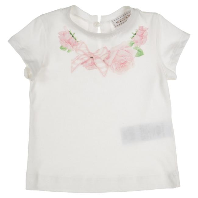 Picture of Monnalisa Bebe Girls Roses Necklace T-shirt - White