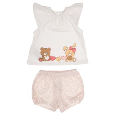 Picture of Mayoral Newborn Girls Bear & Bunny Tunic & Shorts Set X 2 - Baby Rose 