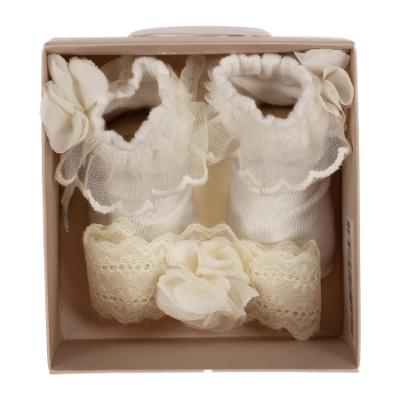 Picture of Mayoral Newborn Girls Tulle Ruffle Socks & Headband Set - Ivory