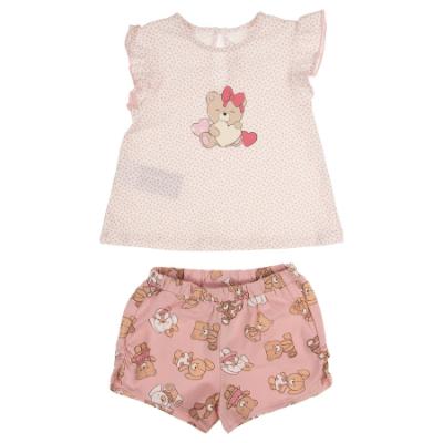 Picture of Mayoral Newborn Girls Bear & Heart Tunic & Shorts Set X 2 - Baby Rose Polka