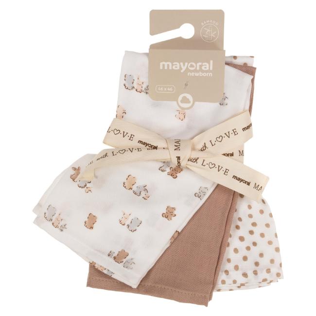 Picture of Mayoral Newborn Various Designs Muslin X 3 sets  - Beige