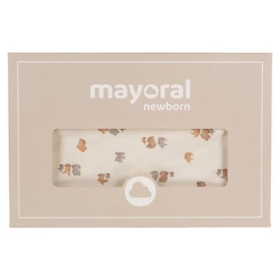 Picture of Mayoral Newborn Vintage Teddies Print Jersey Swaddle - Beige