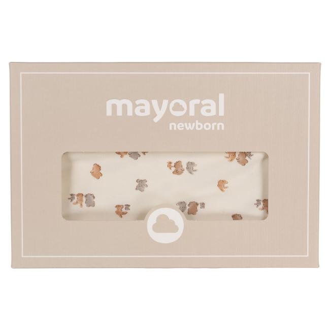 Picture of Mayoral Newborn Vintage Teddies Print Jersey Swaddle - Beige