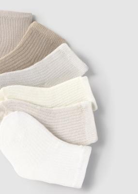 Picture of Mayoral Newborn Six Pairs Unisex Cotton Ankle Socks - Cream Beige