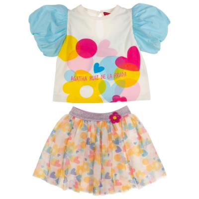 Picture of Agatha Ruiz De La Prada Monaco Puff Sleeve Top & Tulle Skirt Set X 2  - Turquoise Multi 