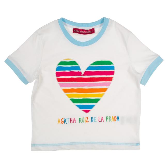 Picture of Agatha Ruiz De La Prada Nice Jersey Applique Heart T-shirt - White Multi