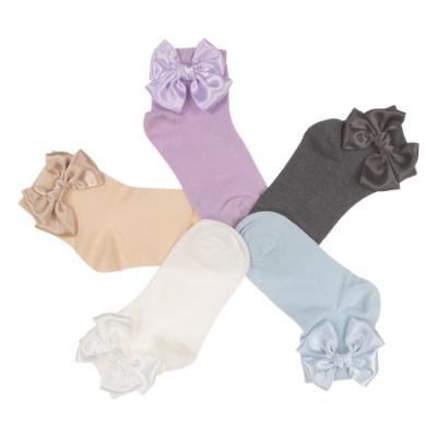 Picture of Meia Pata Extra Large Satin Double Bow Ankle Socks - Baby Blue