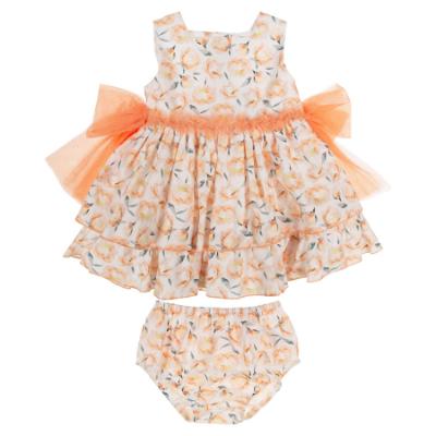 Picture of Miranda Baby Girls Floral Ruffle Dress & Panties Set X 2 - White Orange