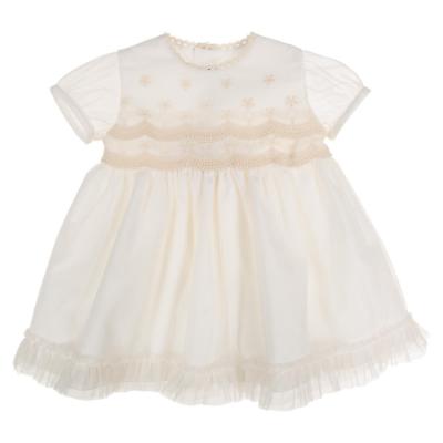 Picture of Miranda Baby Girls Tulle & Lace Occasion Dress Bonnet & Panties Set X 3 - Ivory 