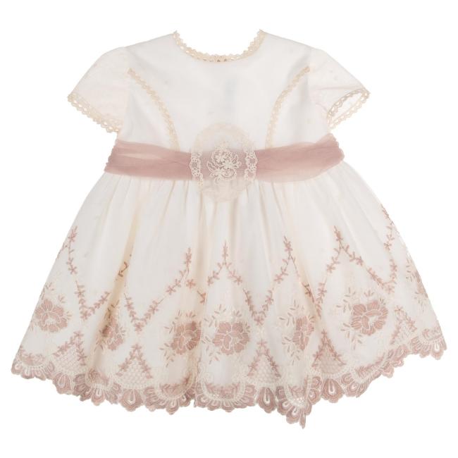 Picture of Miranda Baby Girls Tulle & Lace Occasion Dress - Ivory Pink