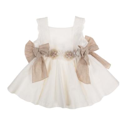 Picture of Miranda Baby Girls Occasion Dress With Side Bows - Ivory Beige 