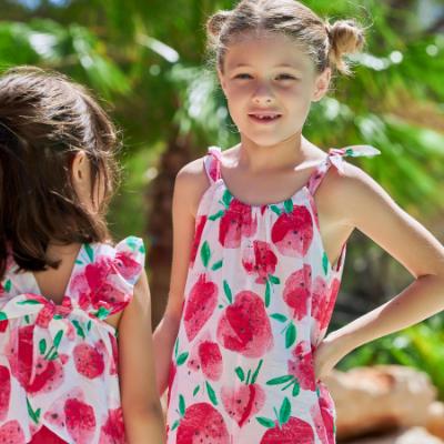 Picture of Tutto Piccolo Summer Strawberry Collection Girls Onesie - Fuschia