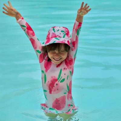 Picture of Tutto Piccolo Summer Strawberry Collection Girls Rashguard Swimsuit - Fuschia 