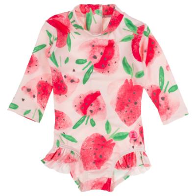 Picture of Tutto Piccolo Summer Strawberry Collection Girls Rashguard Swimsuit - Fuschia 